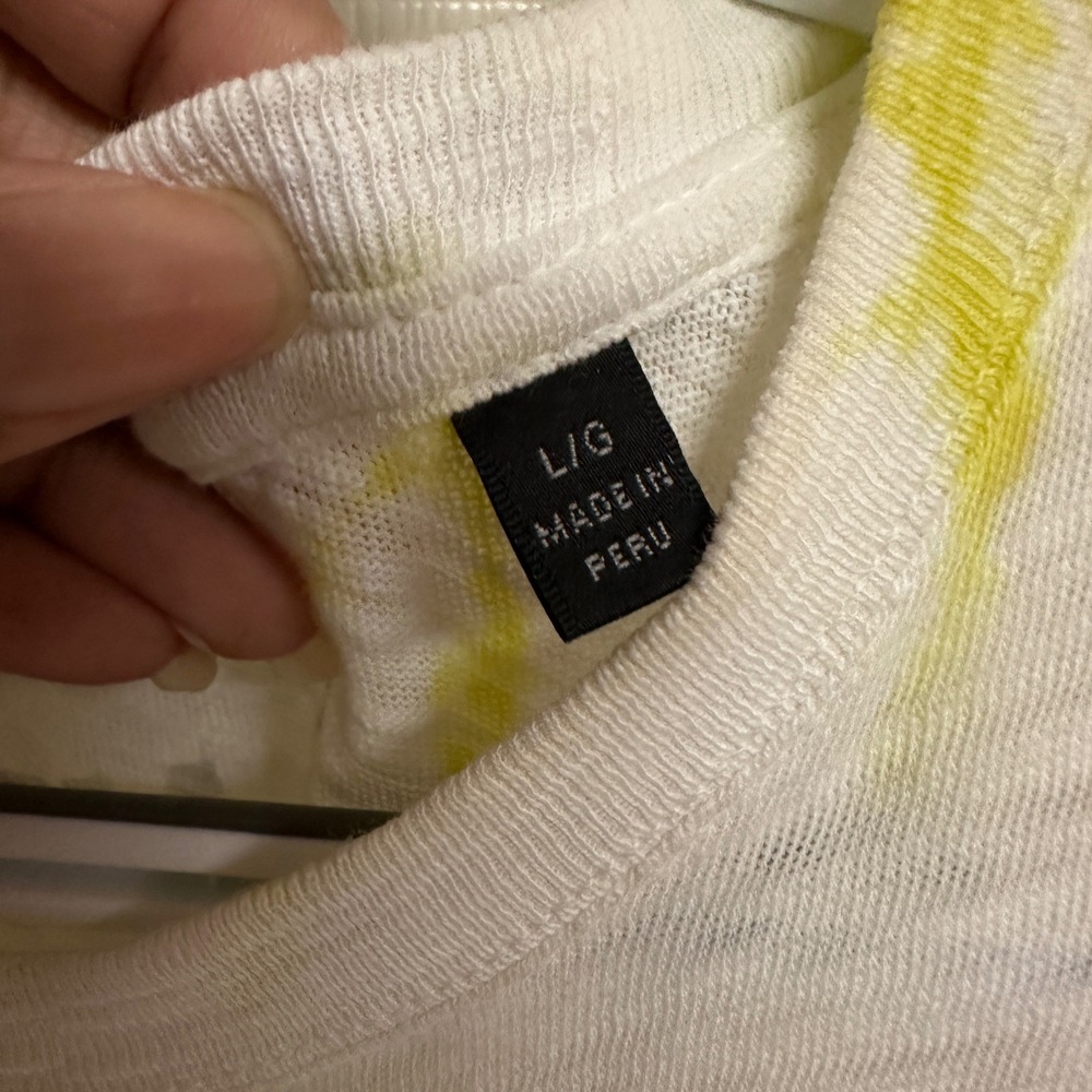 ATM Women's Slub Jersey Schoolboy Yellow Tie Dye Crew Neck Tee Size L - Picture 8 of 9